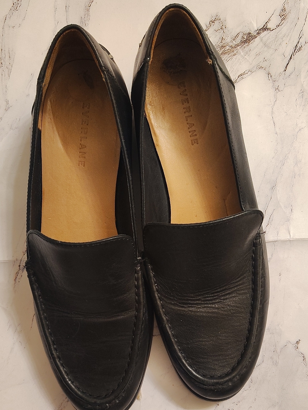 Everlane Black Leather Slip-On Loafers